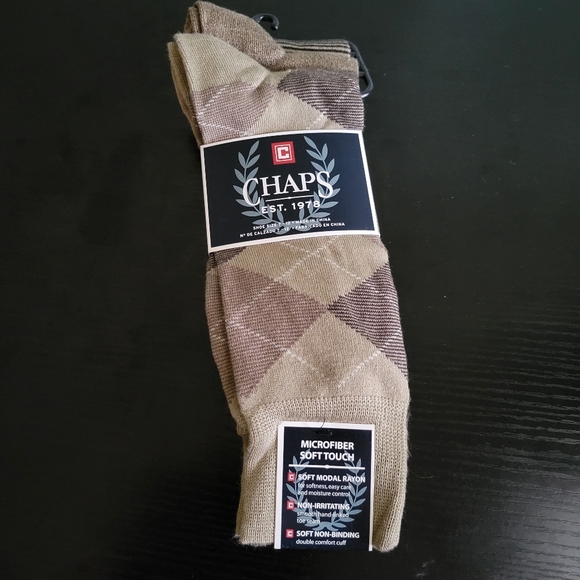 NWT 3 pack Chaps Men Dress Socks 7-12 size in Tan Colors - Picture 2 of 8